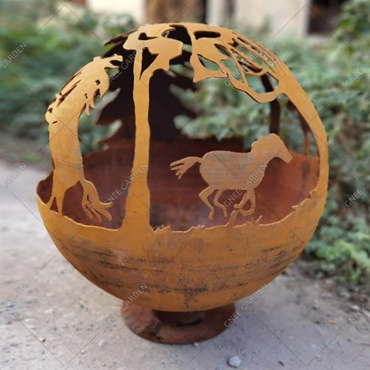 Backyard Customized Heating Corten Steel Sphere Rust