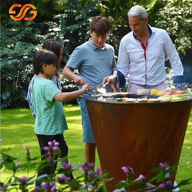 corten steel charcoal barbecue grill(1)