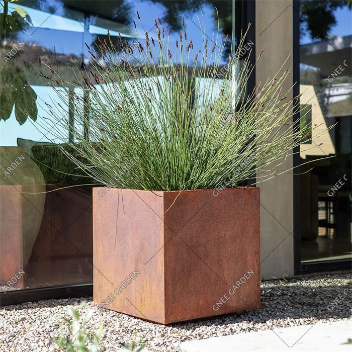 Corten Steel Flower Pot Long Flowerpots Rectangular Flowerpot Planter