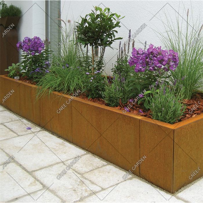 Corten Steel Flower Pot Long Flowerpots Rektangilè Flowerpot Planter