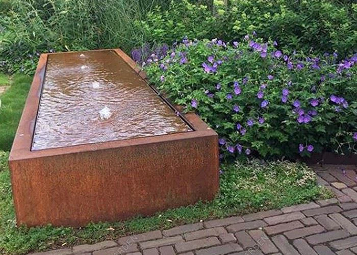 Corten Steel Free Standing Pond Water Feature Outdoor Pool Vertical Waterfall Wall