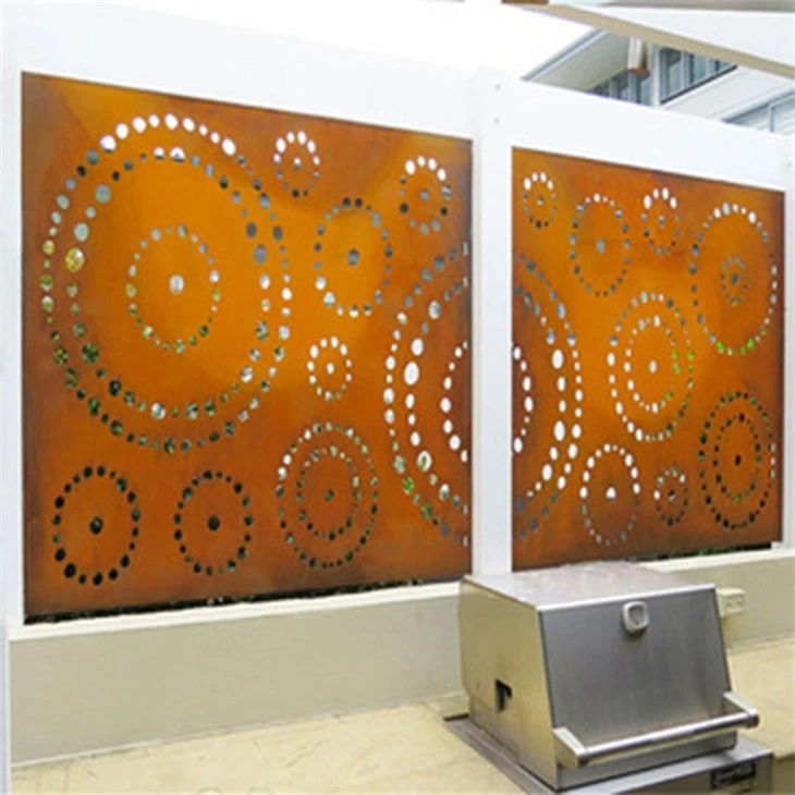 Corten Steel Rust Bamboo Cutting Style Metal Garden Art Screen