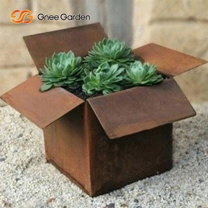 Garden Landscape Outdoor Rust Colored Corten Steel Flower Pots Planters