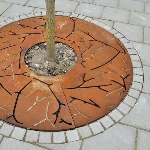Modern Art Cut Metal Decorative Tree Grate Corten Steel