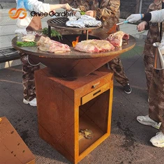 Corten Steel dife Pit tab deyò metal dife bòl jaden pòtab barbecue gri asye pou lakou