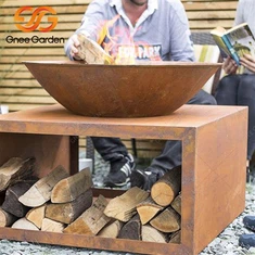 Corten Steel Firepit ak depo bwa