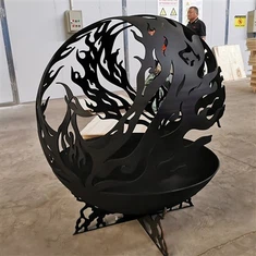 Andedan kay la dekorasyon Deyò esfè dife Pit Corten Steel Fire Bowl