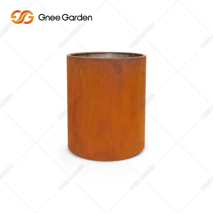 Outdoor Corten Steel Round Flower Pot Outside Garden Metal Planters