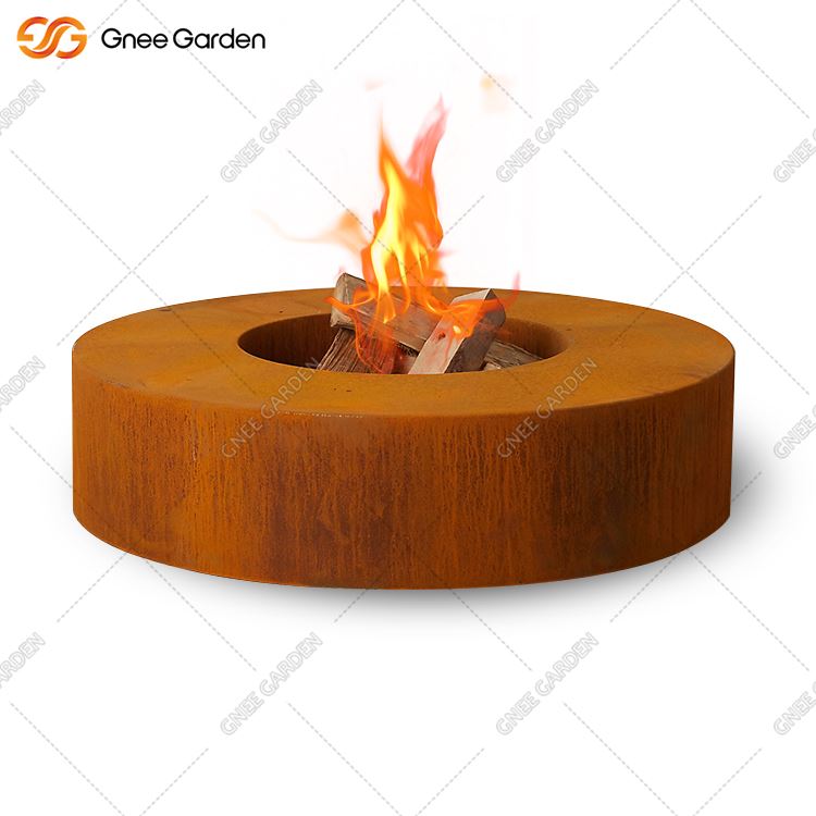 Corten Steel Pellet Firepit Pou Pati Fanmi