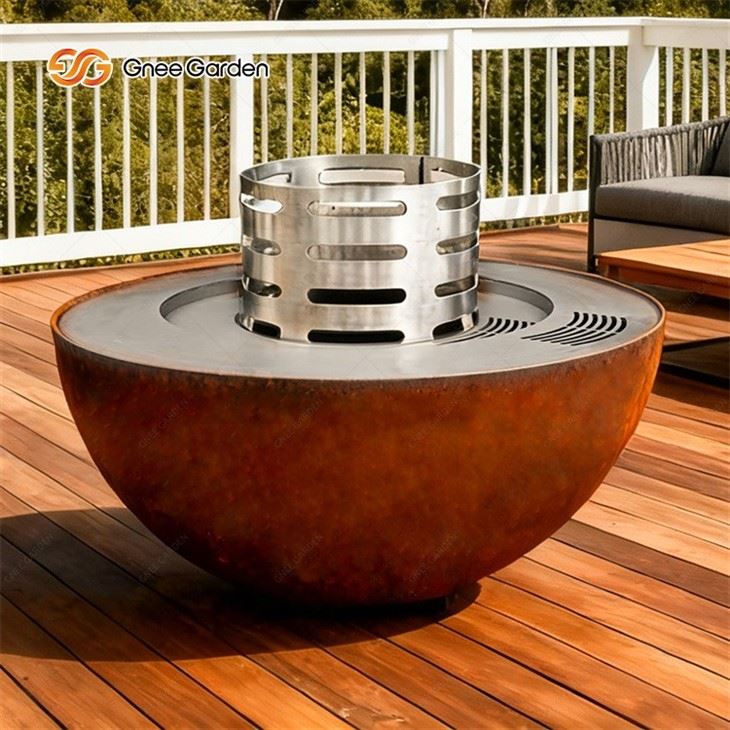 Rusty Corten Fire Pit BBQ